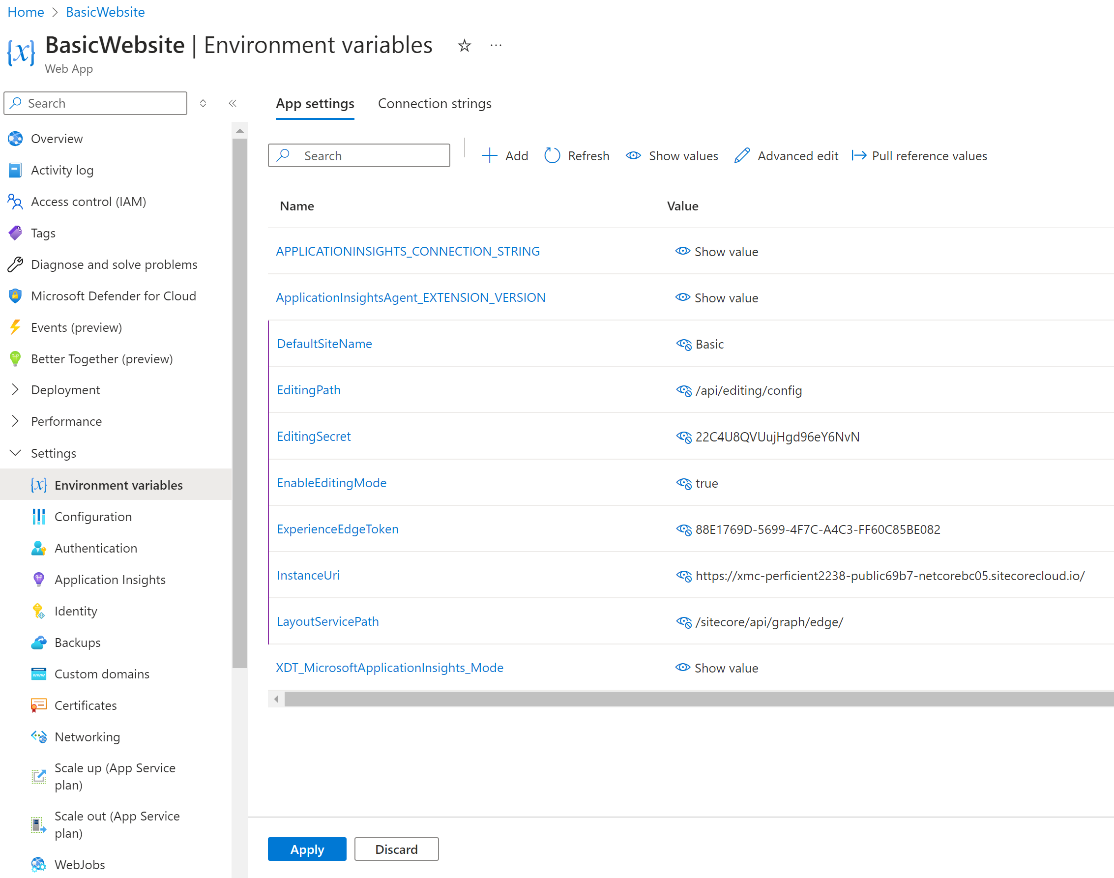 Azure App Settings