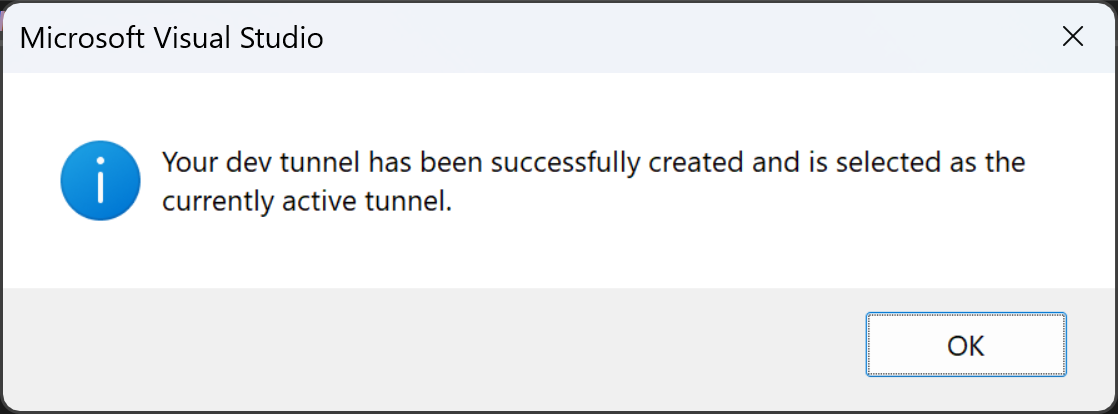 Dev Tunnel Created